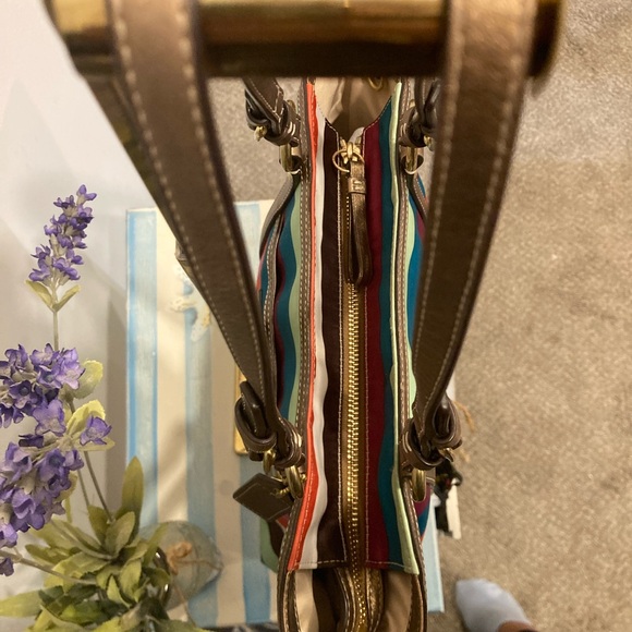 Coach Legacy Multicolor Stripe Sateen Tote Bag Handbag Purse F14009 - Picture 3 of 8